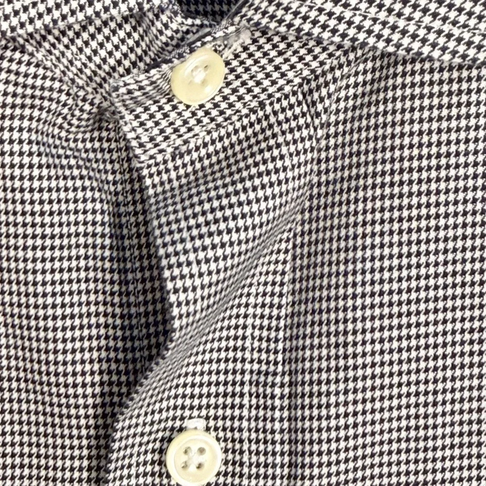 Polo Ralph Lauren Button Front Men XXL Black White Houndstooth Cotton Non-Iron